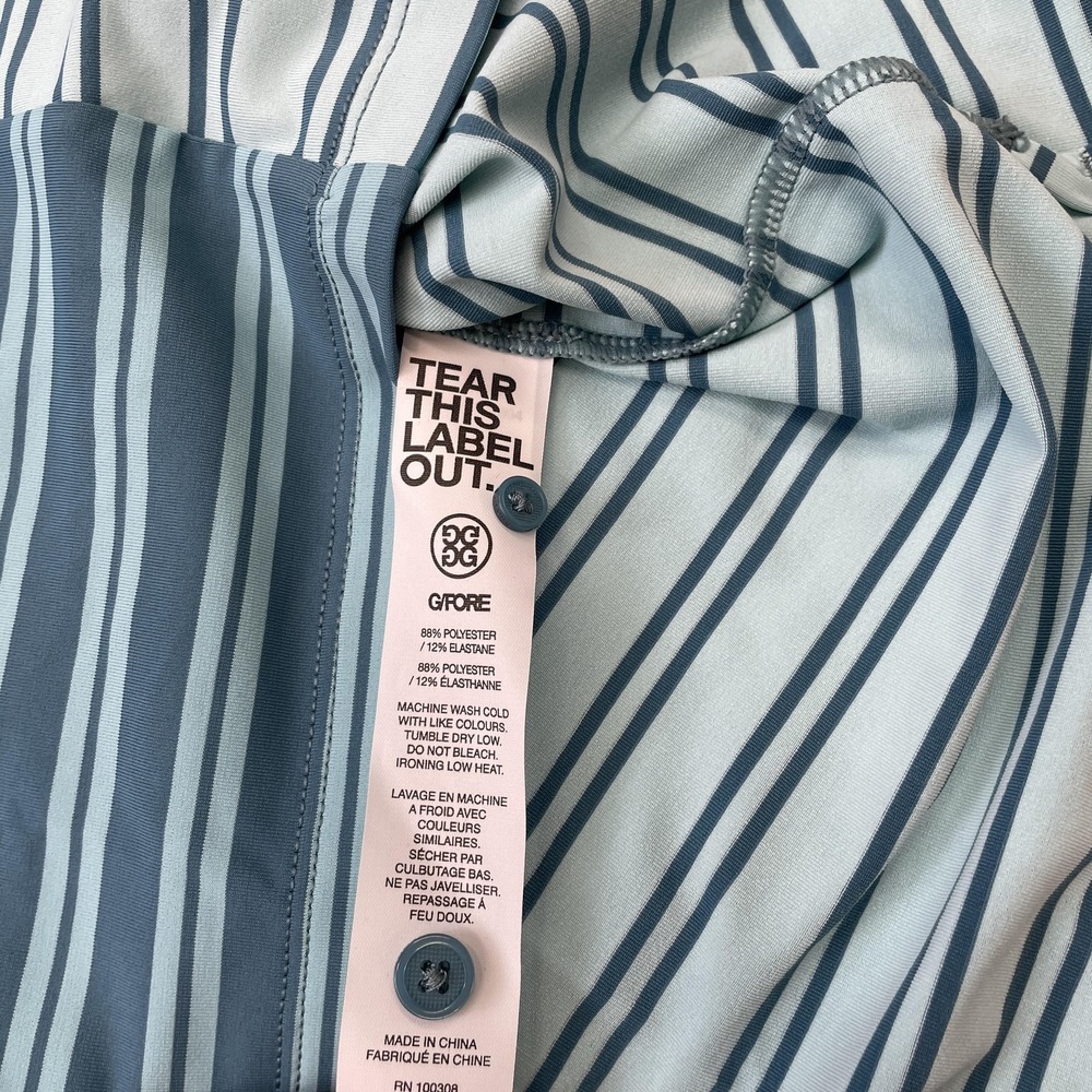 G/FORE Polo Shirt Mens Large Striped Split Graphic Performance Golf G4MF23K004 - Picture 12 of 16